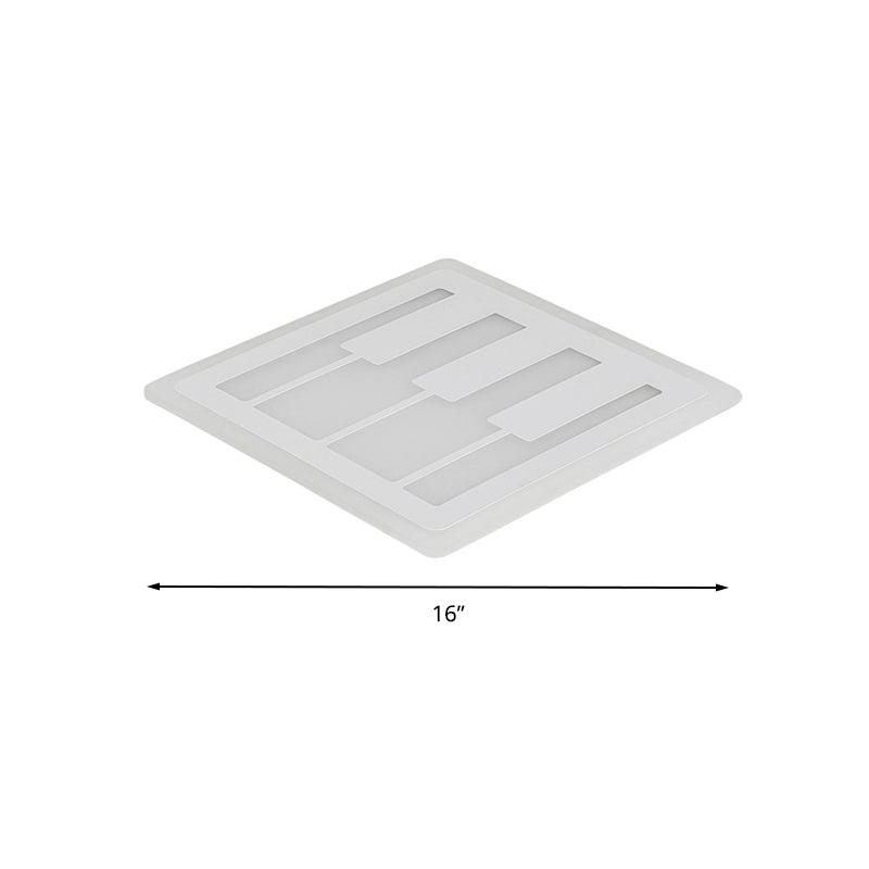 Modern LED Metal Square Piano Keyboard Ceiling Light in White for Nursing Rooms - Flush Mount