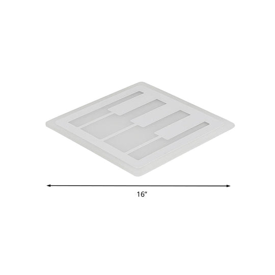 Modern LED Metal Square Piano Keyboard Ceiling Light in White for Nursing Rooms - Flush Mount