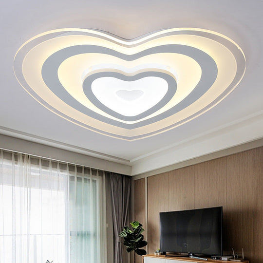 Modern Love-Heart White LED Ceiling Light for Hotels & Restaurants