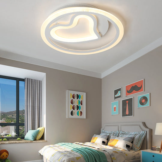 Contemporary Heart-Shaped Led Flush Mount Light For Cafe And Bedroom White / 14 Warm