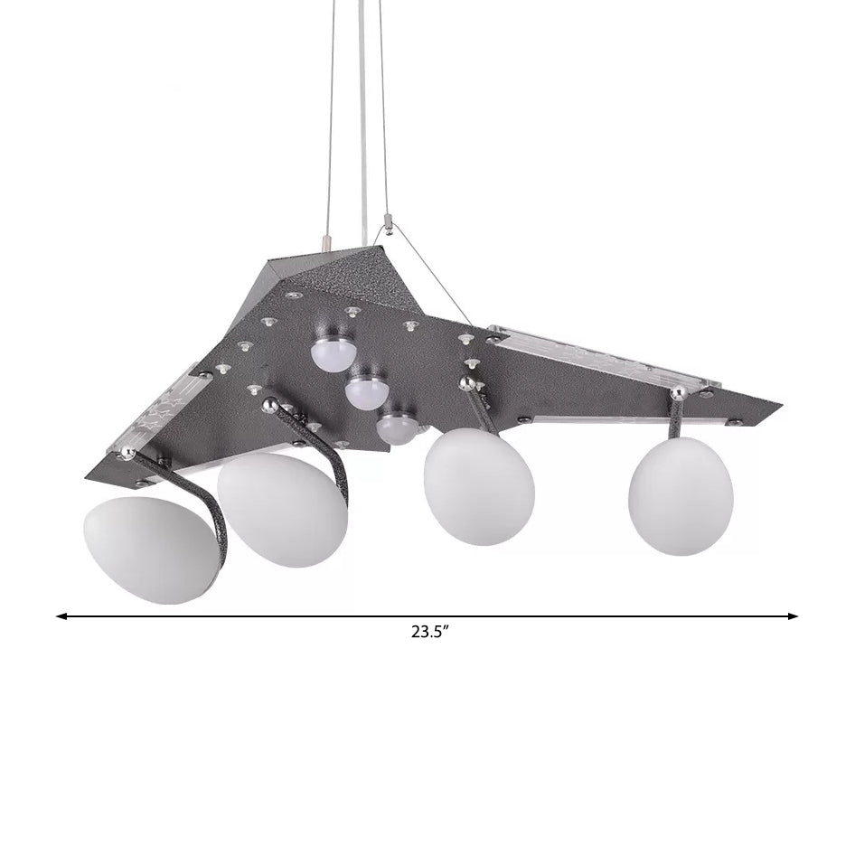 Delta Wing Creative Gray Chandelier For Kids - Metal Suspension Light