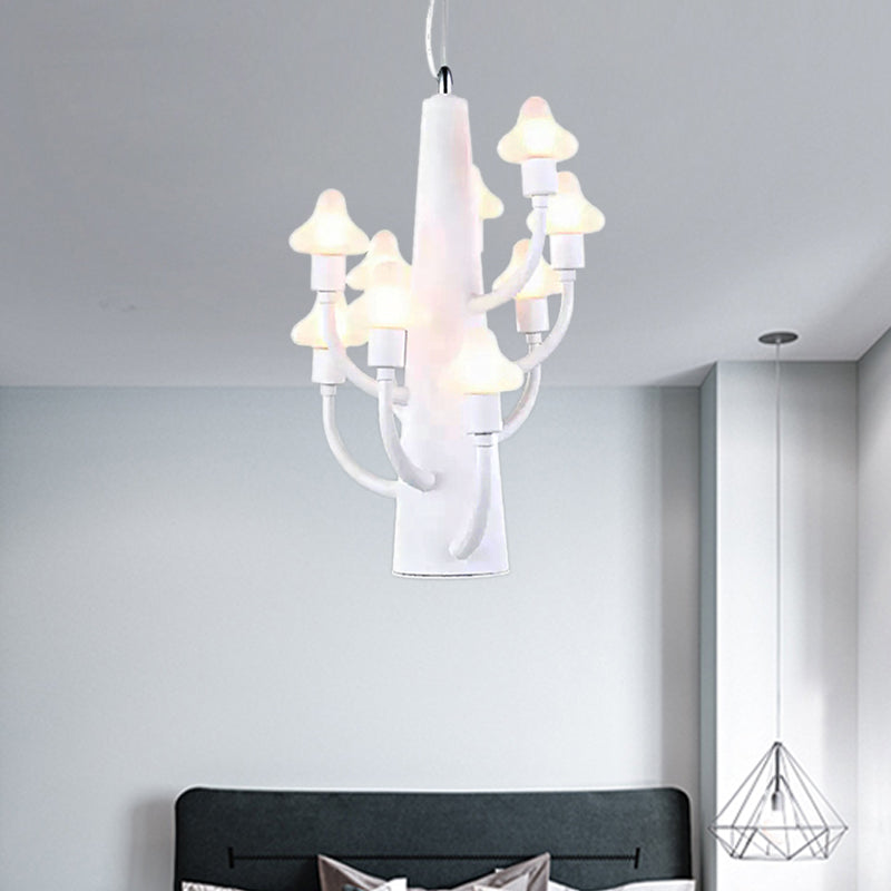 White Branch Pendant Light With Kids Metal Hanging Mushroom For Restaurant Bedroom