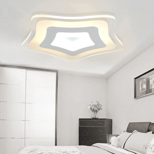 Sleek Acrylic Star Ceiling Lamp: Modern LED Flush Light in White, Ideal for Hotels