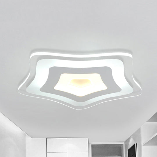 Sleek Acrylic Star Ceiling Lamp: Modern LED Flush Light in White, Ideal for Hotels