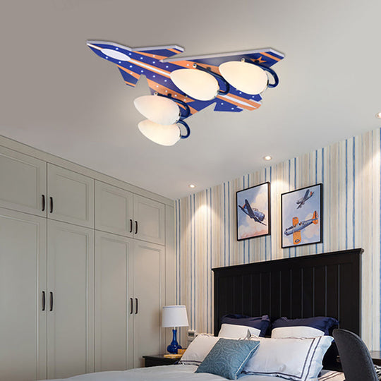 Modern American Style Wood Ceiling Lamp - Plane Shade Study Room Mount 4 Lights