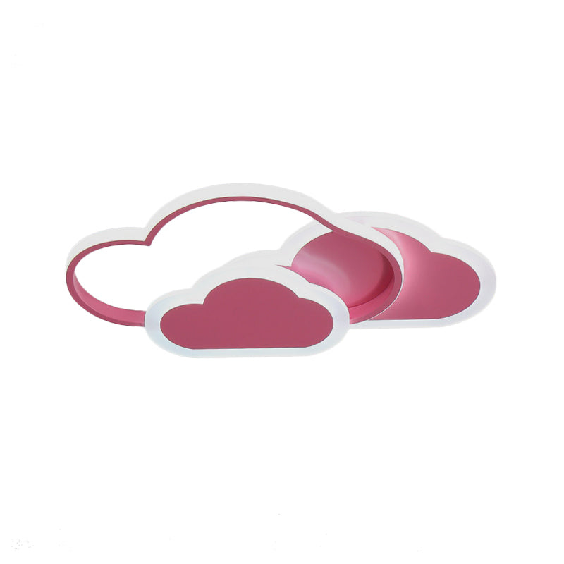 Pink Cloud Led Flush Light For Girls Bedroom Ceiling - Cute Acrylic Cartoon Design