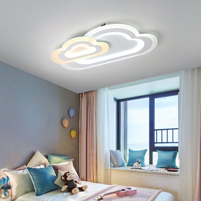 Plafonnier Nuage Élégant : Support LED Acrylique Blanc pour Chambre Bébé