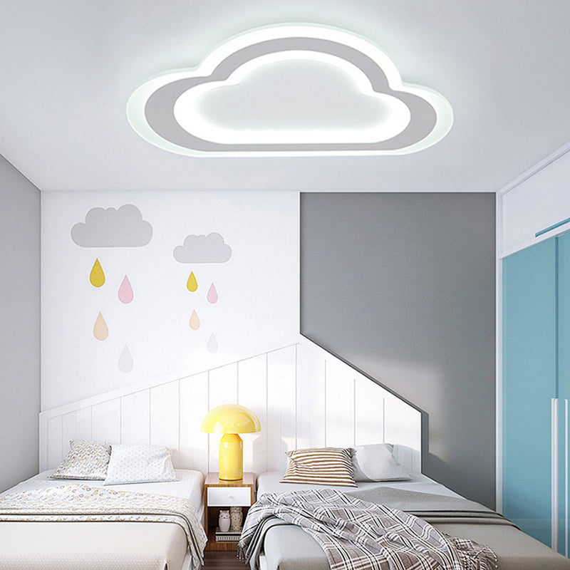 Plafonnier Nuage Élégant : Support LED Acrylique Blanc pour Chambre Bébé