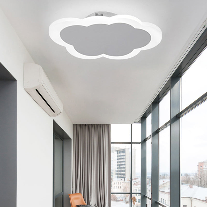 Minimal Cloud-Shaped Led Ceiling Lamp - Acrylic White Flushmount Light For Porch And Dining Room /