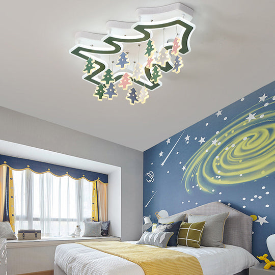 Plafonnier pour chambre d'enfant : éclairage LED vert moderne avec support en acrylique Pinaster