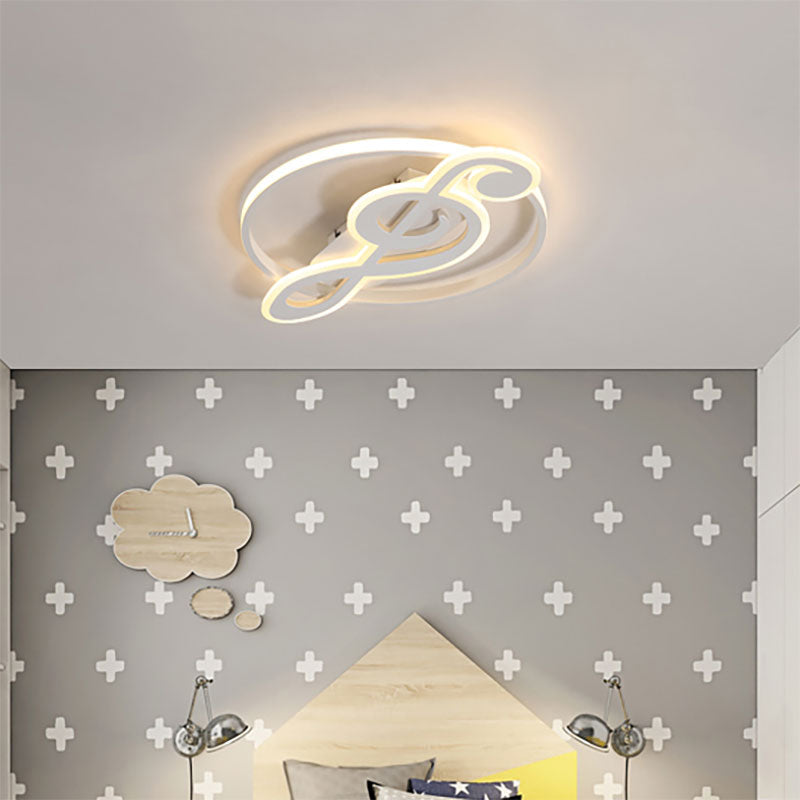 Kids Candy Colored Musical Note Ceiling Mount Light - Macaron Loft Acrylic Led Flush White / Warm