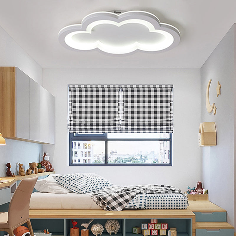 Modern Acrylic Led Flush Mount Cloud Ceiling Light For Play Room White / 21.5