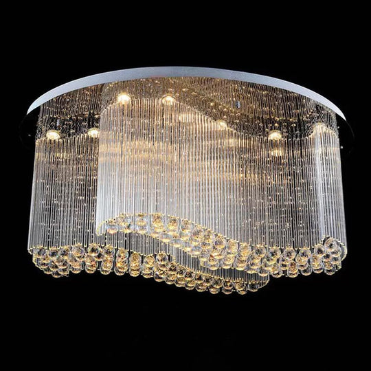 Modern Stainless Steel Crystal Scroll Flush Mount Ceiling Fixture - LED Flush-Mount Light for Hotels (Small/Medium/Large)