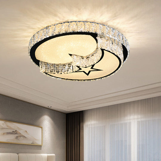 Modern Surface Mounted Led Ceiling Lamp With Clear Embedded Crystals - Loving Heart/Mushroom/Flower