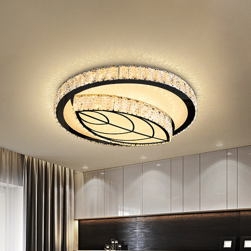 Modern Surface Mounted Led Ceiling Lamp With Clear Embedded Crystals - Loving Heart/Mushroom/Flower