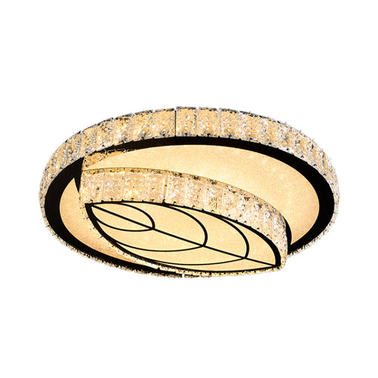 Modern Surface Mounted Led Ceiling Lamp With Clear Embedded Crystals - Loving Heart/Mushroom/Flower