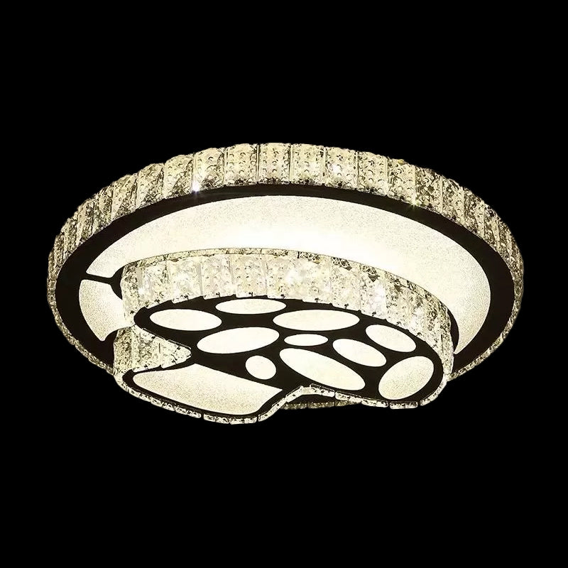 Modern Surface Mounted Led Ceiling Lamp With Clear Embedded Crystals - Loving Heart/Mushroom/Flower