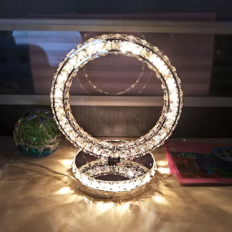 Crystal-Encrusted Led Night Lamp In Warm/White Light - Crescent/Circle/Heart Design Romantic And