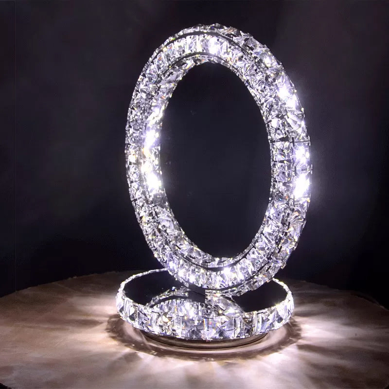 Crystal-Encrusted Led Night Lamp In Warm/White Light - Crescent/Circle/Heart Design Romantic And