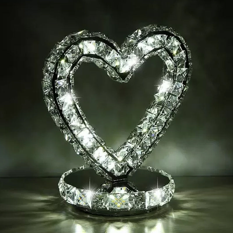 Crystal-Encrusted Led Night Lamp In Warm/White Light - Crescent/Circle/Heart Design Romantic And