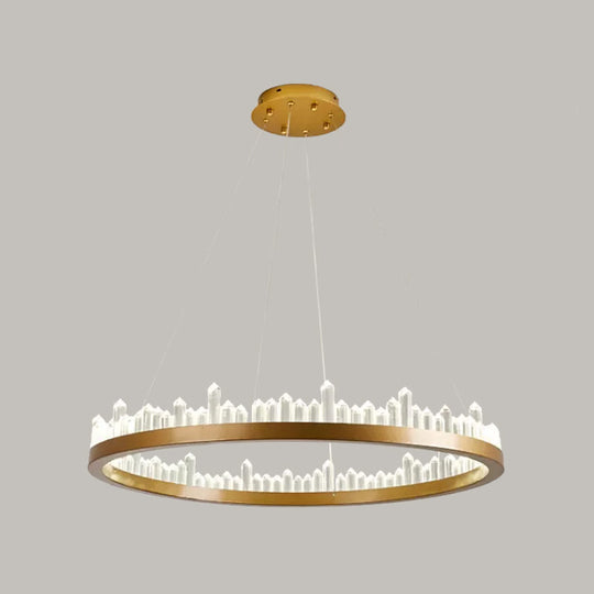 Minimalistic Crystal Led Chandelier: Small/Medium/Large Circle Hanging Lamp For Dining Room In