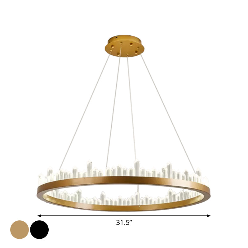 Minimalistic Crystal Led Chandelier: Small/Medium/Large Circle Hanging Lamp For Dining Room In