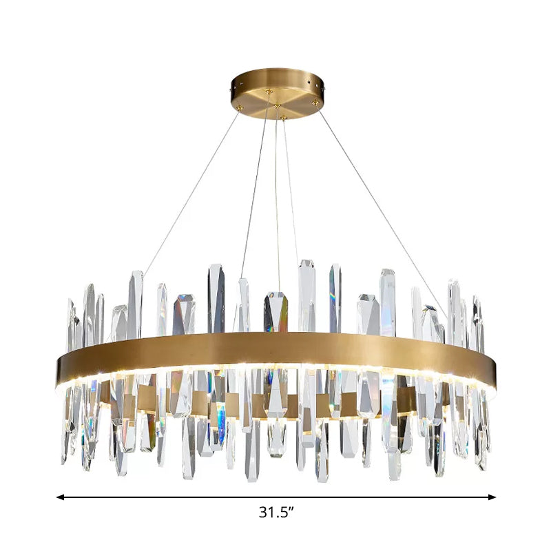 K9 Crystal Led Chandelier Pendant In Gold - Postmodern Circle Hanging Light (Small/Medium/Large)