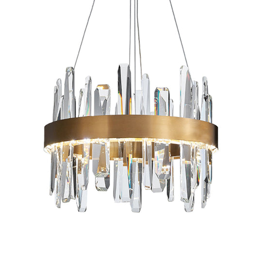 K9 Crystal Led Chandelier Pendant In Gold - Postmodern Circle Hanging Light (Small/Medium/Large)