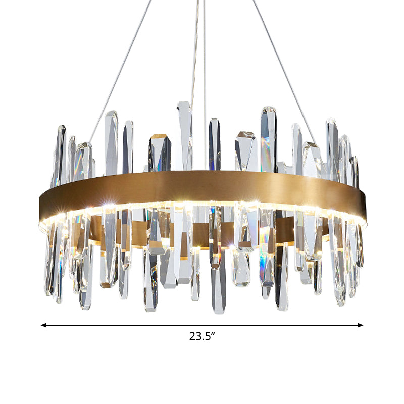 K9 Crystal Led Chandelier Pendant In Gold - Postmodern Circle Hanging Light (Small/Medium/Large)