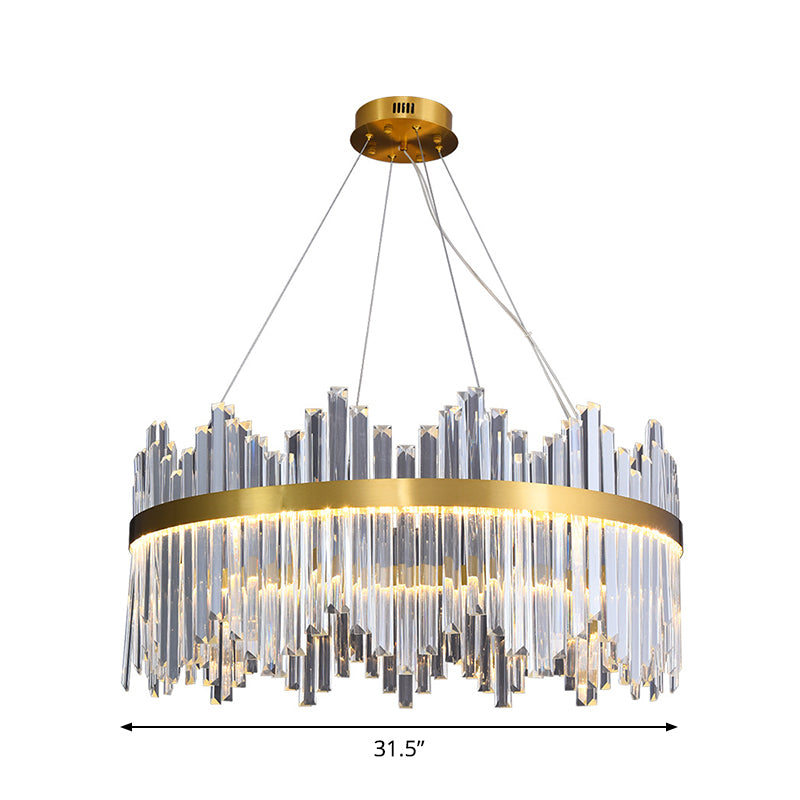 Glamorous Wavy-Trim Led Chandelier In Modern Gold With Crystal Prism Accent Multiple Sizes Available