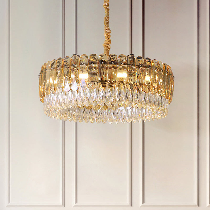 Modern Crystal Round Chandelier Pendant Light with 6/10 Silver Heads, Ideal for Bedroom Suspension