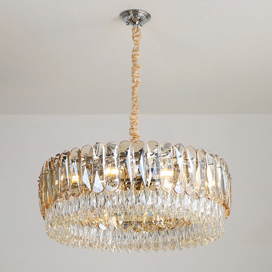 Modern Crystal Round Chandelier Pendant Light with 6/10 Silver Heads, Ideal for Bedroom Suspension