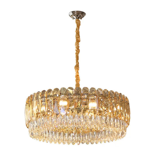 Modern Crystal Round Chandelier Pendant Light with 6/10 Silver Heads, Ideal for Bedroom Suspension