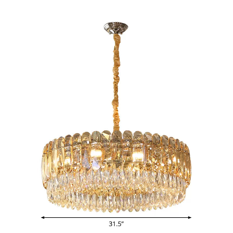 Modern Crystal Round Chandelier Pendant Light with 6/10 Silver Heads, Ideal for Bedroom Suspension