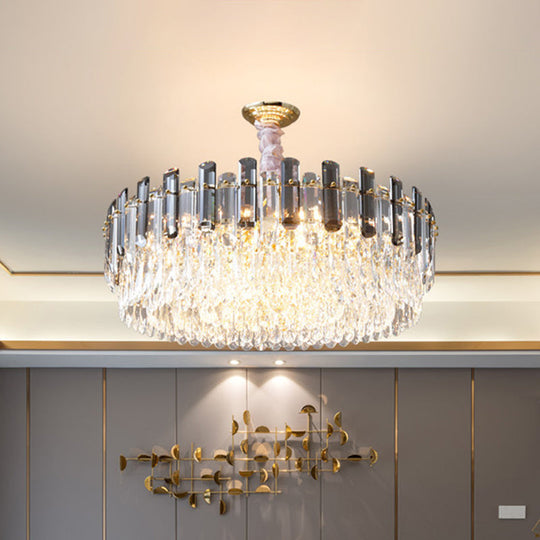 Contemporary Crystal Pendant Chandelier - Circular Living Room Gold Lighting (5/12/18 Lights) 9 /