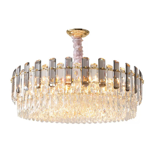 Modern Crystal Circular Living Room Pendant Chandelier - 5/12/18-Light Gold Hanging Light