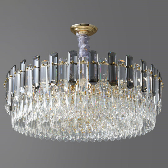 Modern Crystal Circular Living Room Pendant Chandelier - 5/12/18-Light Gold Hanging Light