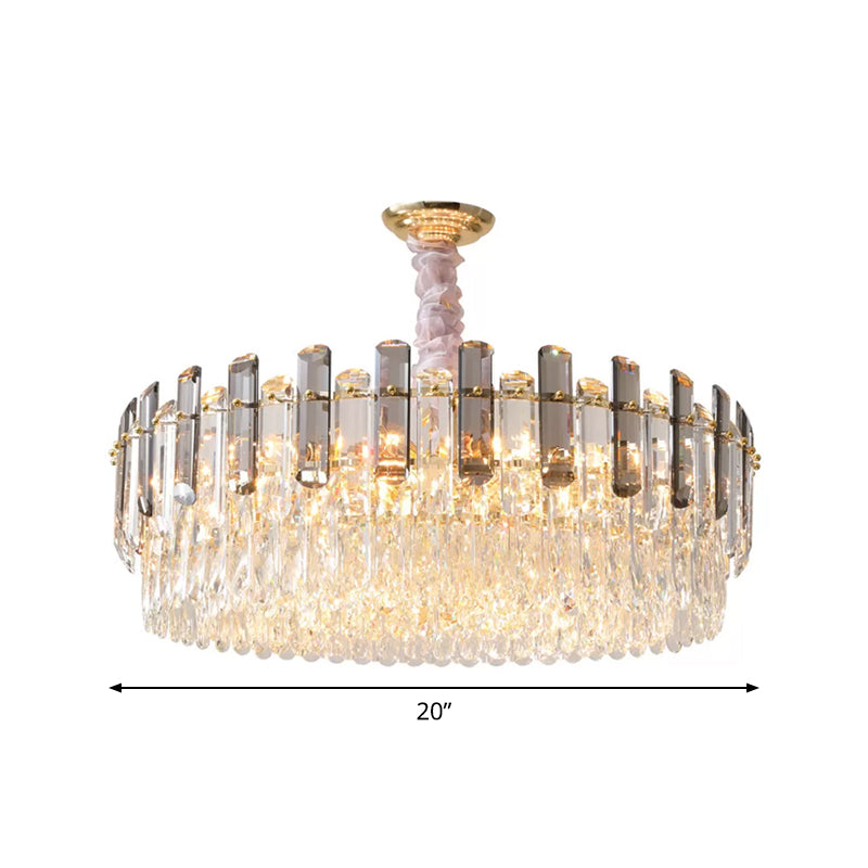 Modern Crystal Circular Living Room Pendant Chandelier - 5/12/18-Light Gold Hanging Light