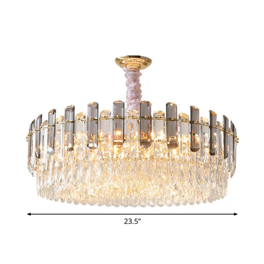 Modern Crystal Circular Living Room Pendant Chandelier - 5/12/18-Light Gold Hanging Light