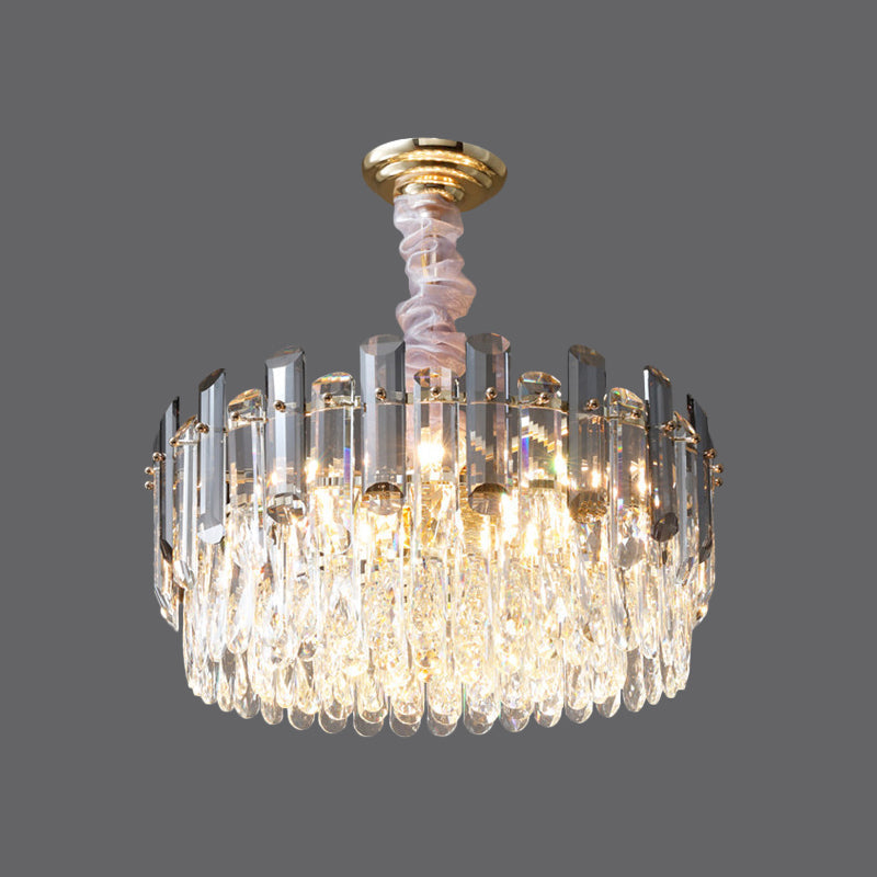 Modern Crystal Circular Living Room Pendant Chandelier - 5/12/18-Light Gold Hanging Light