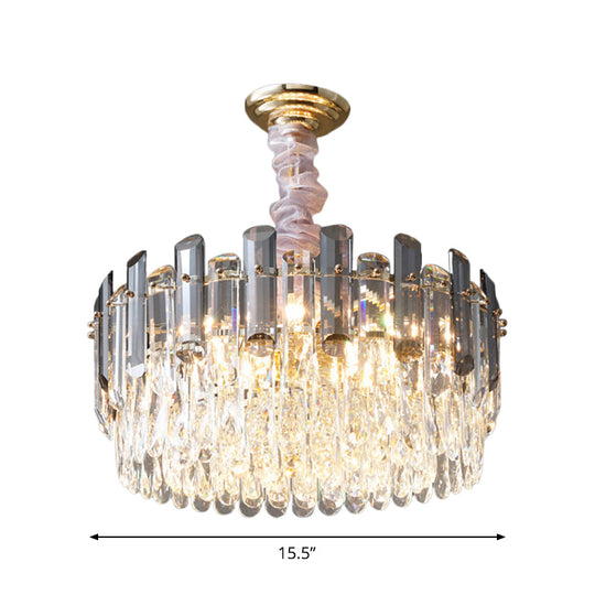 Modern Crystal Circular Living Room Pendant Chandelier - 5/12/18-Light Gold Hanging Light