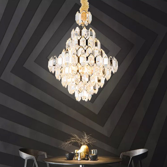 Stylish Modern Cone Pendant Lamp - 8/10-Head Silver Crystal Chandelier