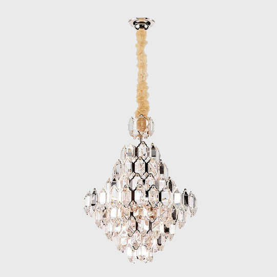 Stylish Modern Cone Pendant Lamp - 8/10-Head Silver Crystal Chandelier