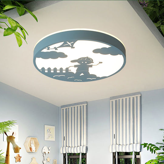 Nordic LED Flush Mount Light with Metal Circular Ceiling Fixture and Boy Deco - Bathroom Style