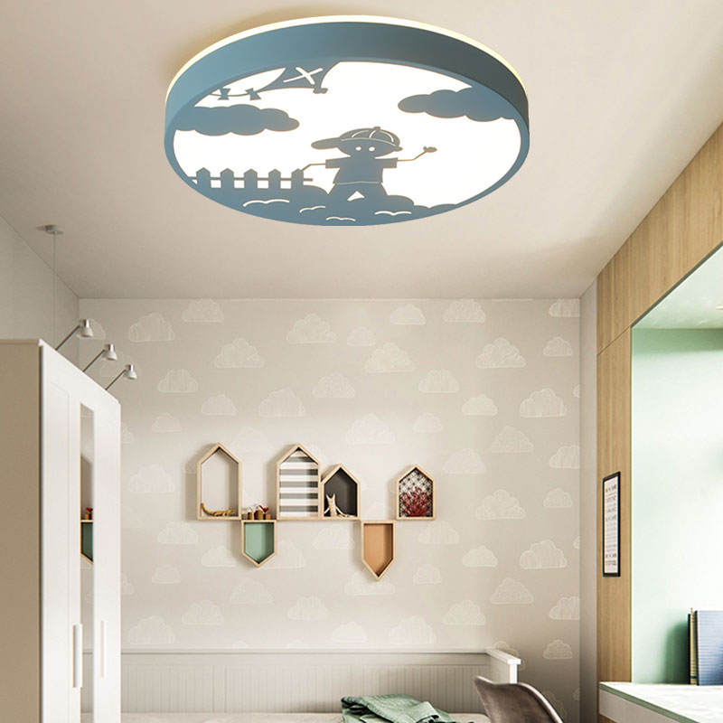 Nordic LED Flush Mount Light with Metal Circular Ceiling Fixture and Boy Deco - Bathroom Style