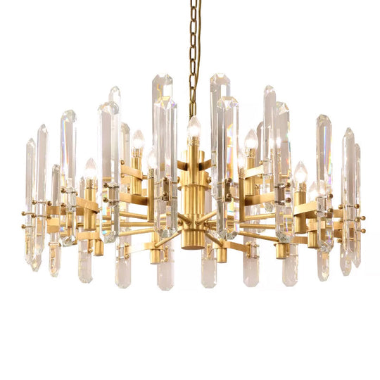 Modern Gold Crystal Chandelier With 15 Radial Lights For Dining Room