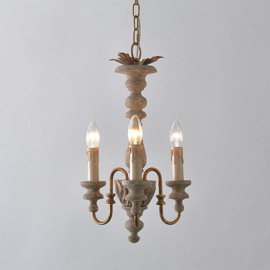 Rustic White Wooden Chandelier Pendant Light With Curved Arms And 3 Bulbs Ideal For Dining Rooms