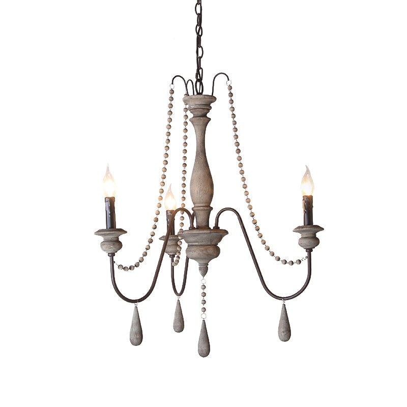 Farmhouse Wood Chandelier: Swooping Arms Candelabra Design Ceiling Light