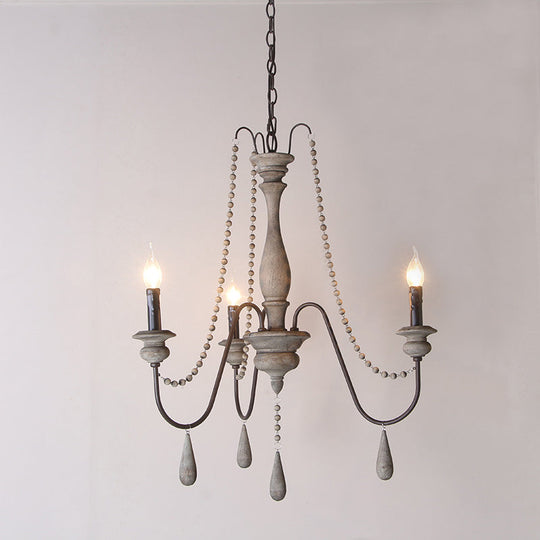 Farmhouse Wood Chandelier: Swooping Arms Candelabra Design Ceiling Light