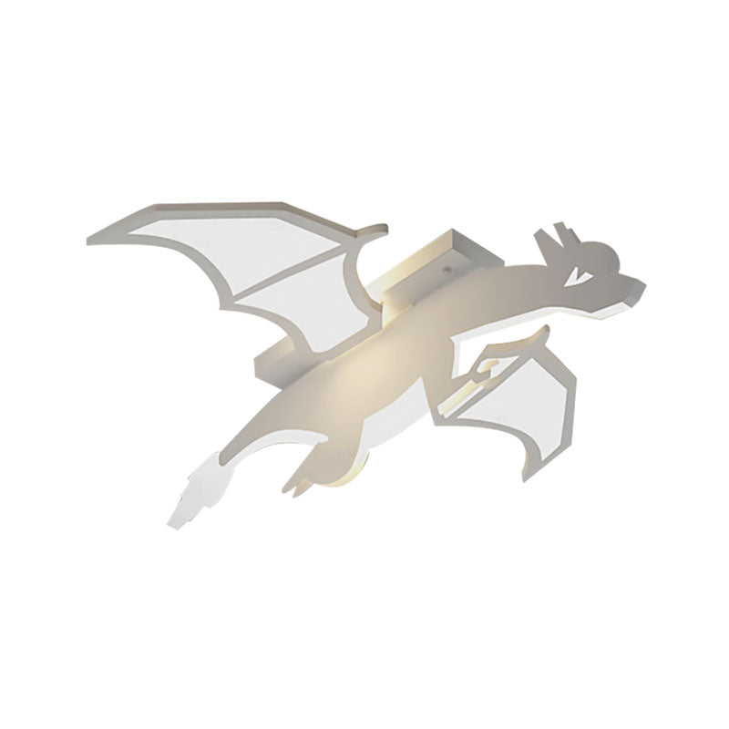 White Acrylic LED Ceiling Fixture in the Shape of Charizard for Boys' Bedrooms - Ceiling Mounted